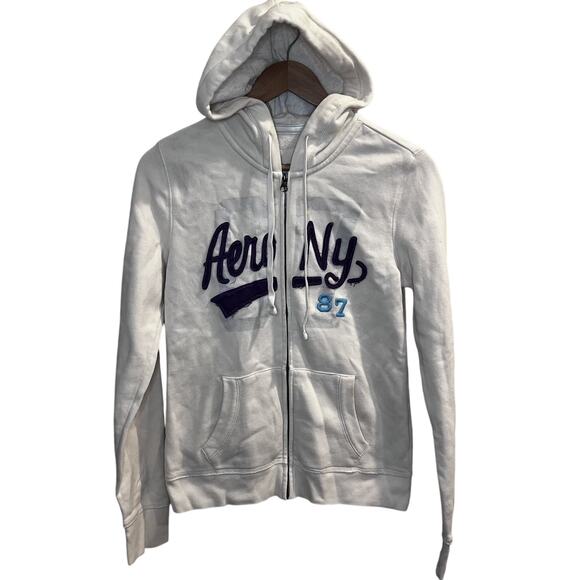 Aeropostale Y2K Hoodie Womens Medium Full Zip Graphic Logo Sweatshirt 90s - Picture 1 of 10